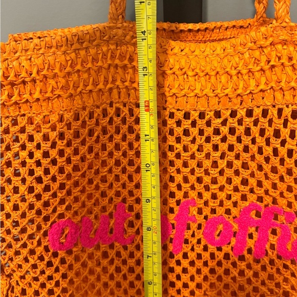 Neon Orange and Pink “Out of Office” Raffia Tote - New without tags - Picture 6 of 7